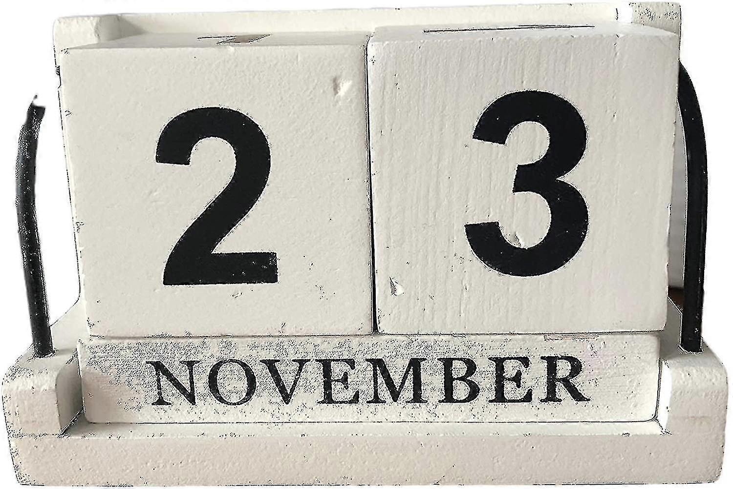 Wooden Block Calendar Vintage Perpetual Blocks With Month Date Display