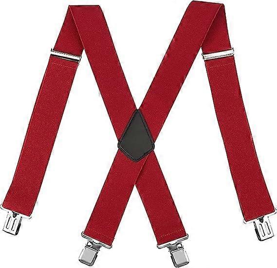 Men's Pants Holder 4 x Reinforced Clips, Elastic Adjustable X Shaped Pants Holder With Clips, Heavy Duty Pants Holder With Clips