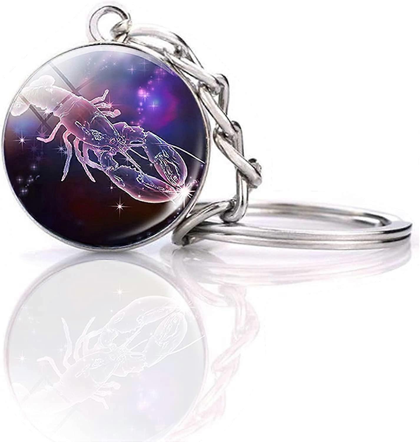 Zodiac 12 Constellations Charm Luminous Crystal Ball Pendant Key chain