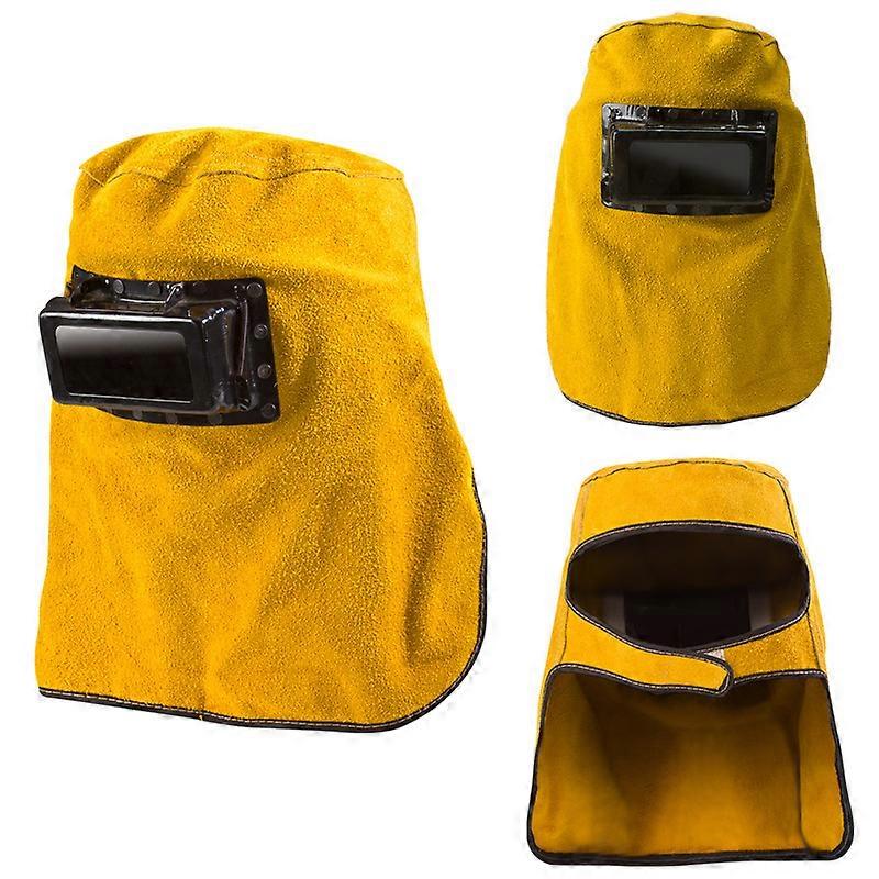 Welding Helmet Protective Mask, Leather Lens, Clamshell Welding Hood, Full Face Protection, Durable, Heat Resistant, Res