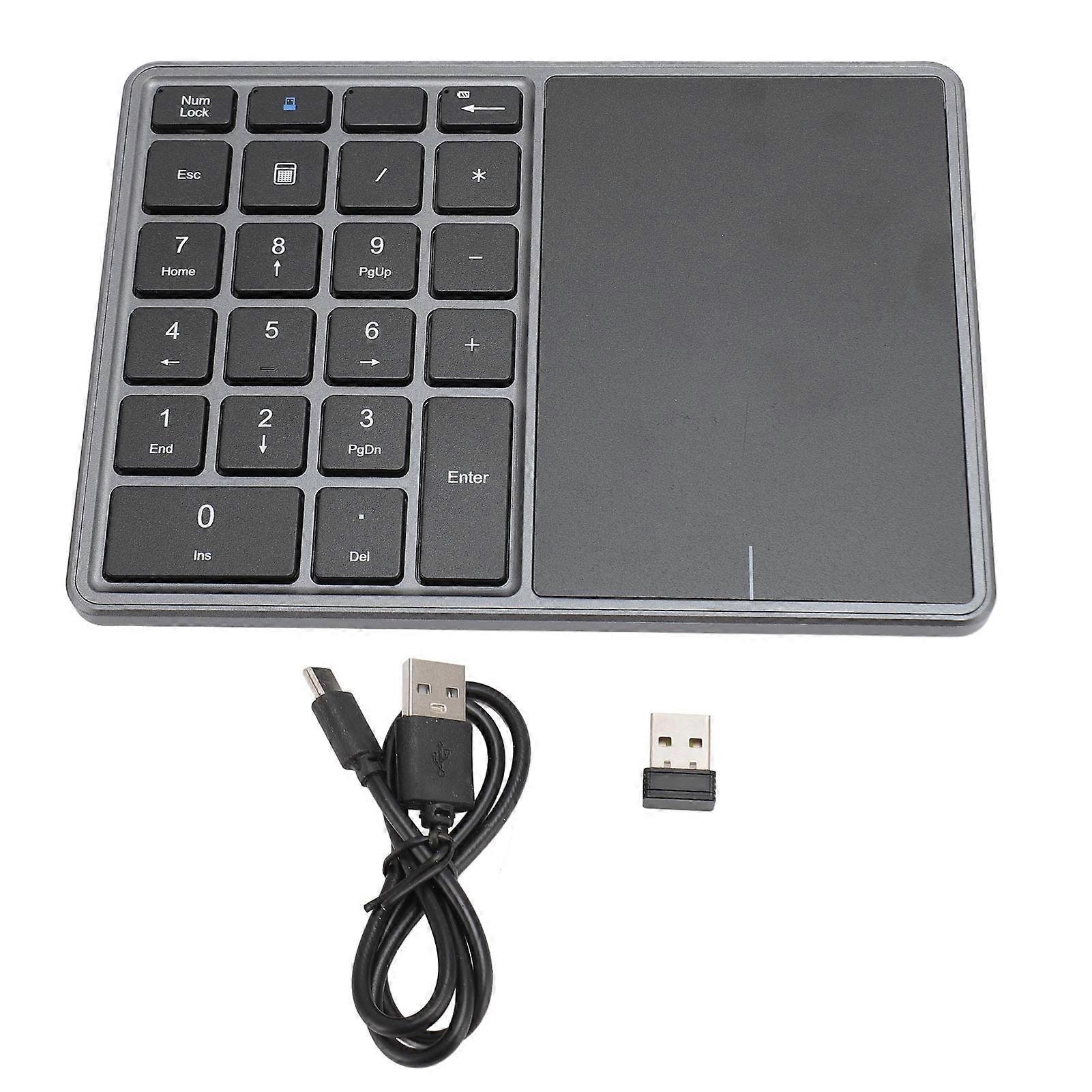 Wireless Numeric Keypad Professional 22 Keys Dual Modes Bluetooth 4.2 2.4G Wireless Number Pad with Touchpad for Laptop Desktop PC Dark Gray
