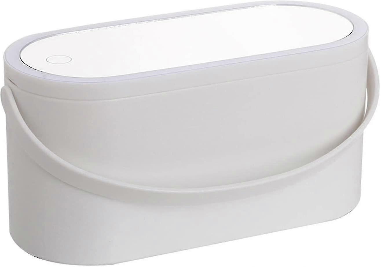 ماكياج منظم مربع مع مرآة وأدى ضوء المحمولة السفر ماكياج مستحضرات التجميل المنظم مع ضوء اللمس