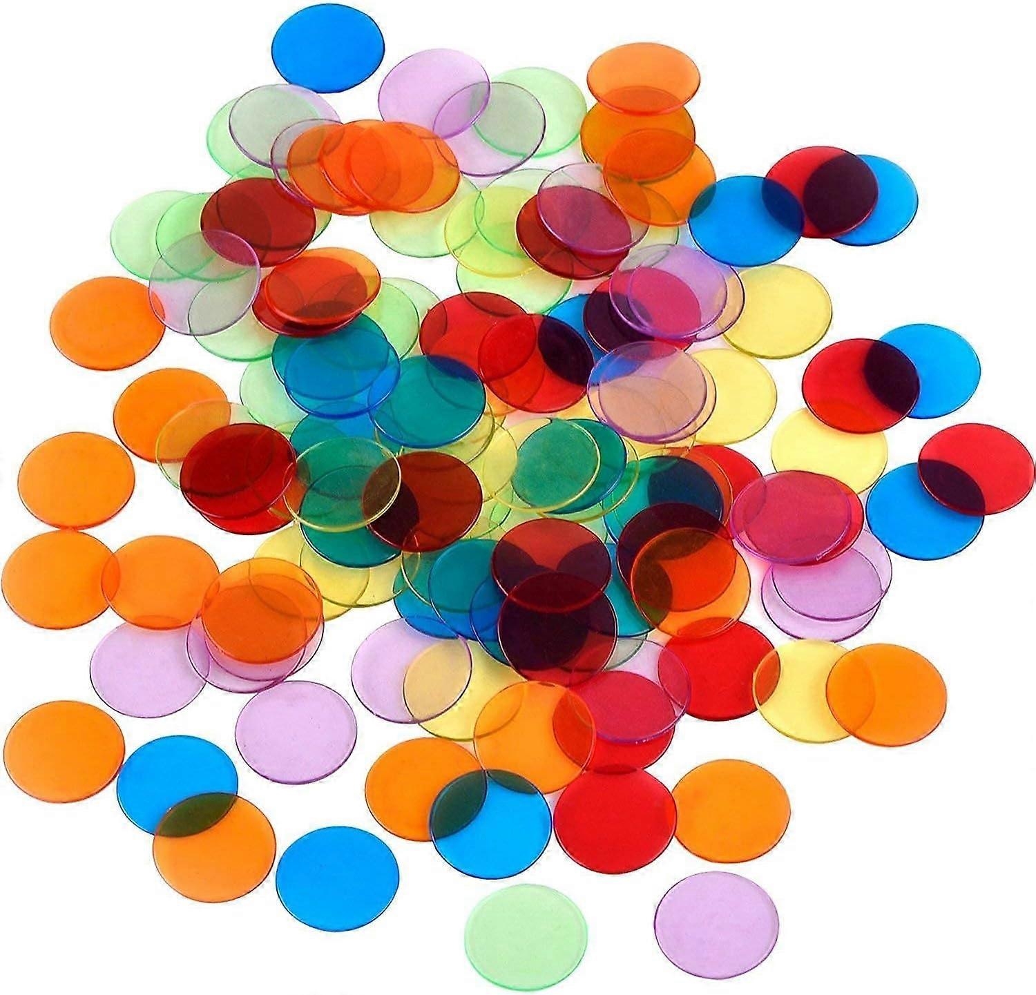 100 Pcs Transparent Couleur Compteurs Comptant Bingo Jetons Marqueurs En Plastique