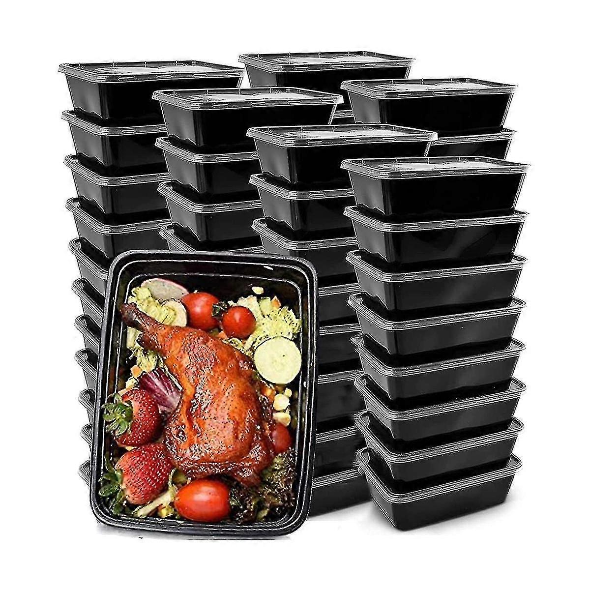 50-Pack Reusable Meal Prep Containers - Bento Style Food Storage