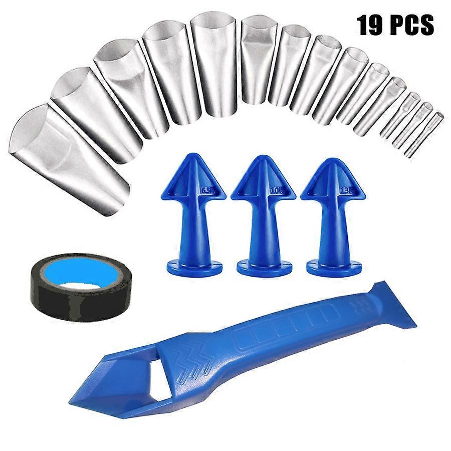 19-Piece Sealant Removal Plastic Scraper Caulking Nozzle Applicator Trim Seam Tool