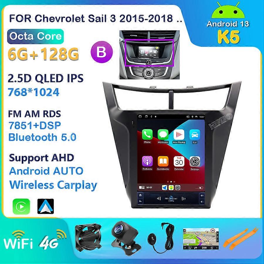 10.4 Tesla Vertical Screen For Chevrolet Sail 3 2015-2018 Android 13 Car Radio Navigation GPS Stereo Multimedia 2 DIN Unit