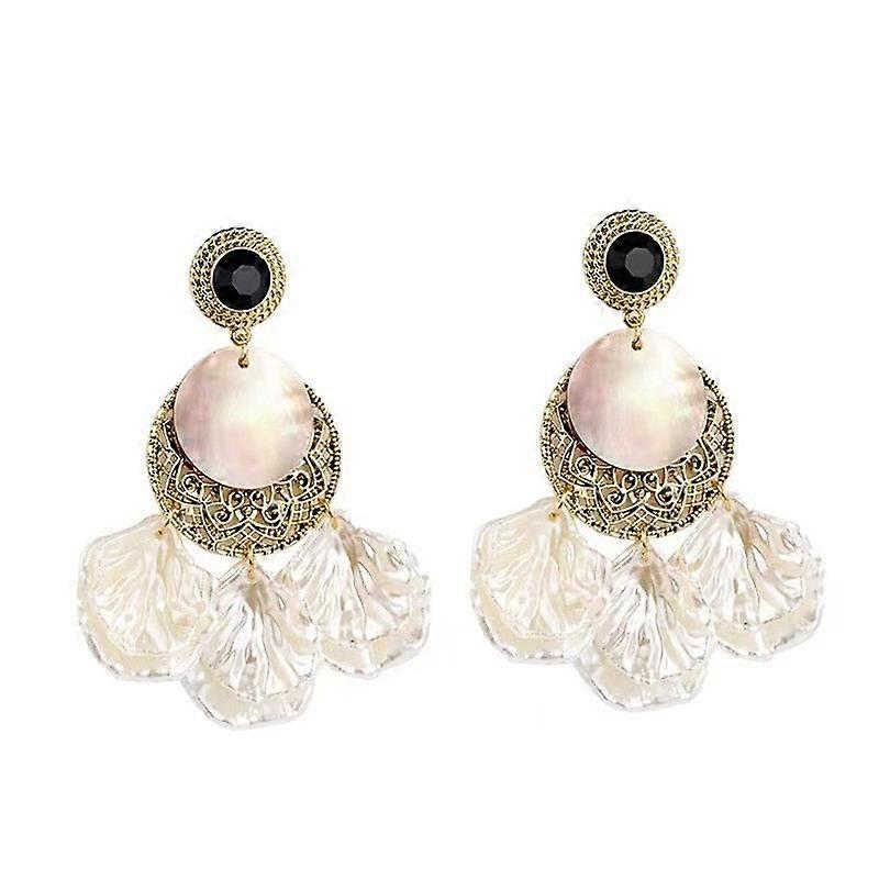 S925 Silver Needle Vintage Style Shell Long Tassel Earrings