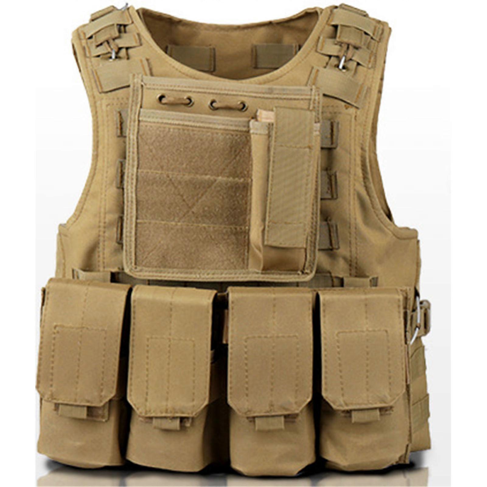 Mäns Militär Väst Lätt Justerbar Utomhus Träningsväst Multifunktions Utomhusutrustning För Fiske Resor Khaki