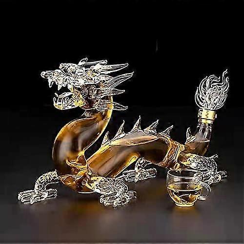Wine Whisky Decanter, Chinese Dragon Whiskey And Wine Decanter Set For Liquor Scotch Bourbon Vodka Rum Tequila, Hand Blown Lead-free High Borosilicate