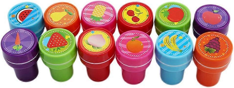 Funny Fruit Pattern Inking Stamps for Arts Crafts Paper Drawing Play Set of 12