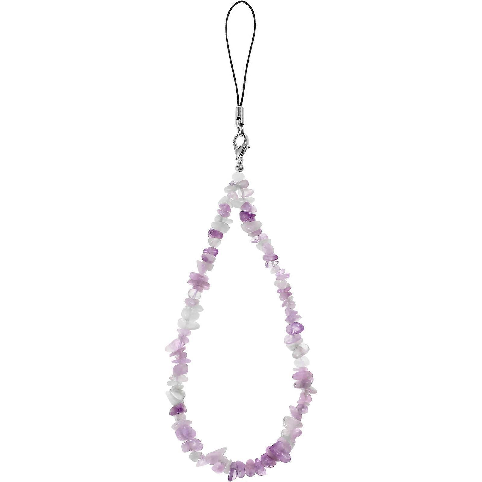 Phone Charm Natural Crystal Stones Cell Phone Lanyard Wrist Strap Anti-Lost Phone String Chain Bracelet Accessory