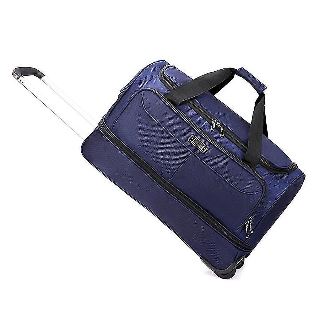 حقيبة من القماش الخشن مع حقيبة بار سحب البكرة ، حقيبة مضادة للأمتعة سعة كبيرة الترفيه لمسافات قصيرة