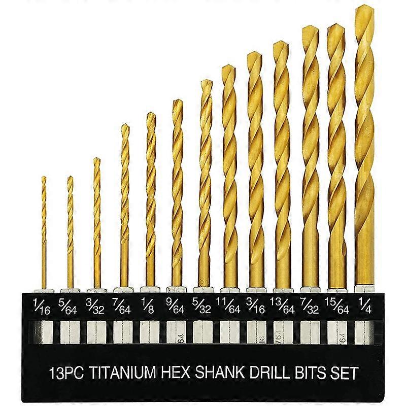 Titanium Hex Drill Bit Set 135 Degree Tip HSS Impact Drill Bit Set for Metal, Wood Quick Change Des