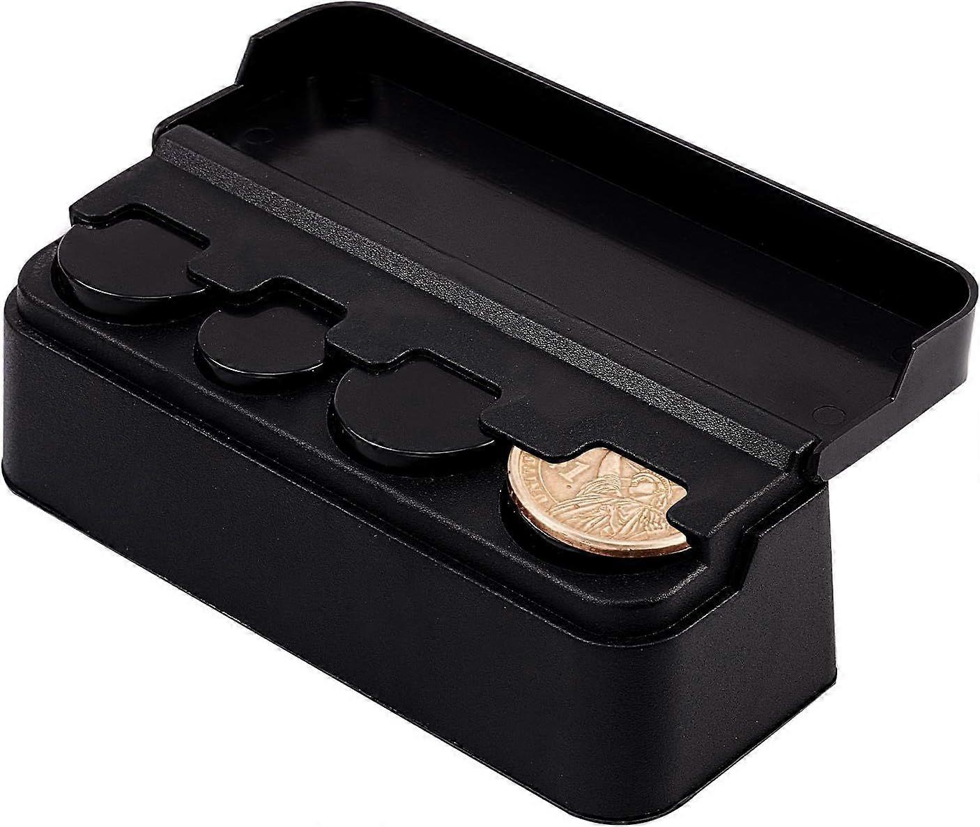 4 Slot Compact Coin Holder 4.51.651.5" Coin Collection Boxes Black Coin Organizer for Car and Home