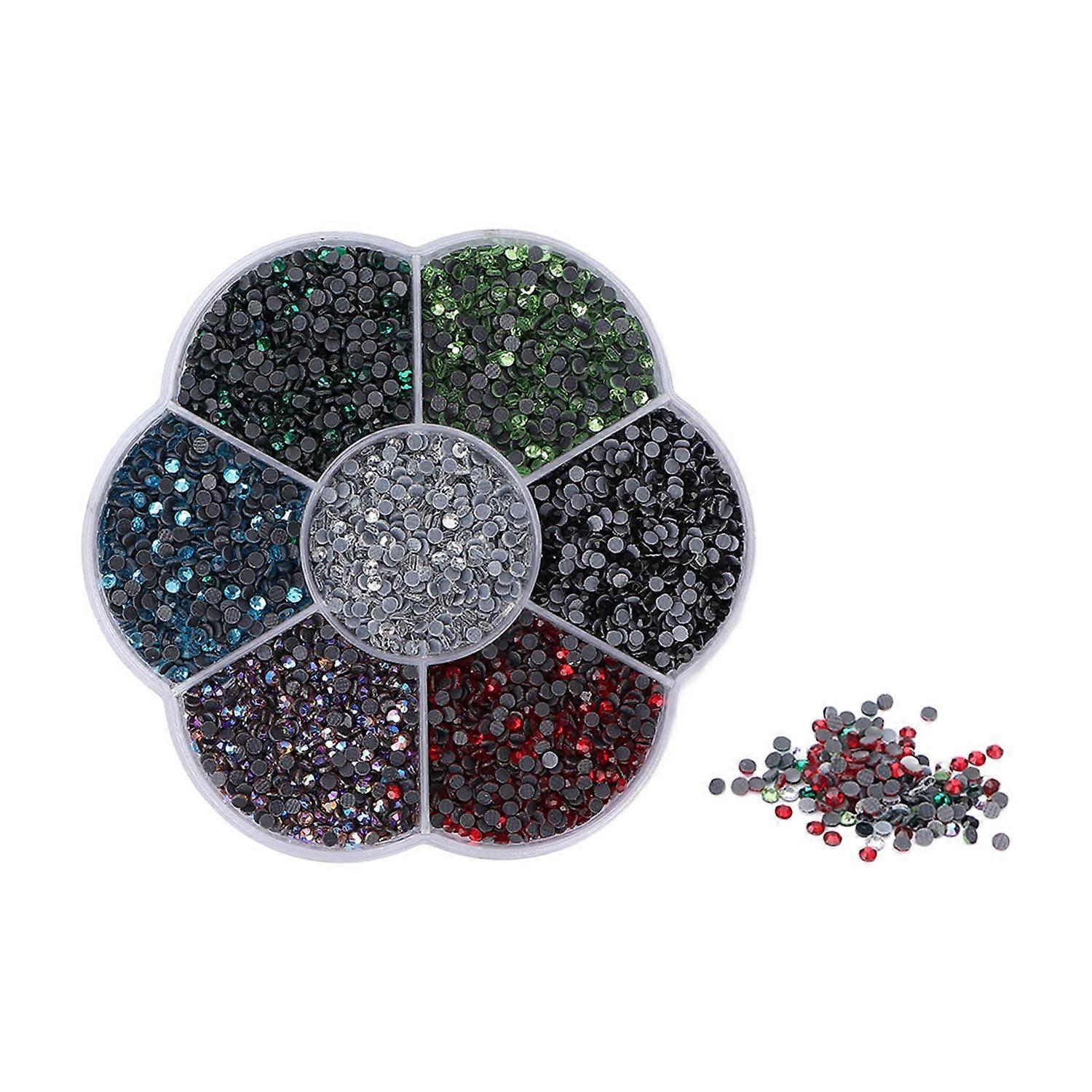 10080Pcs Flat Back Rhinestones Dazzling Colorful DIY Sturdy Iridescent Rhinestones Round Beads for M