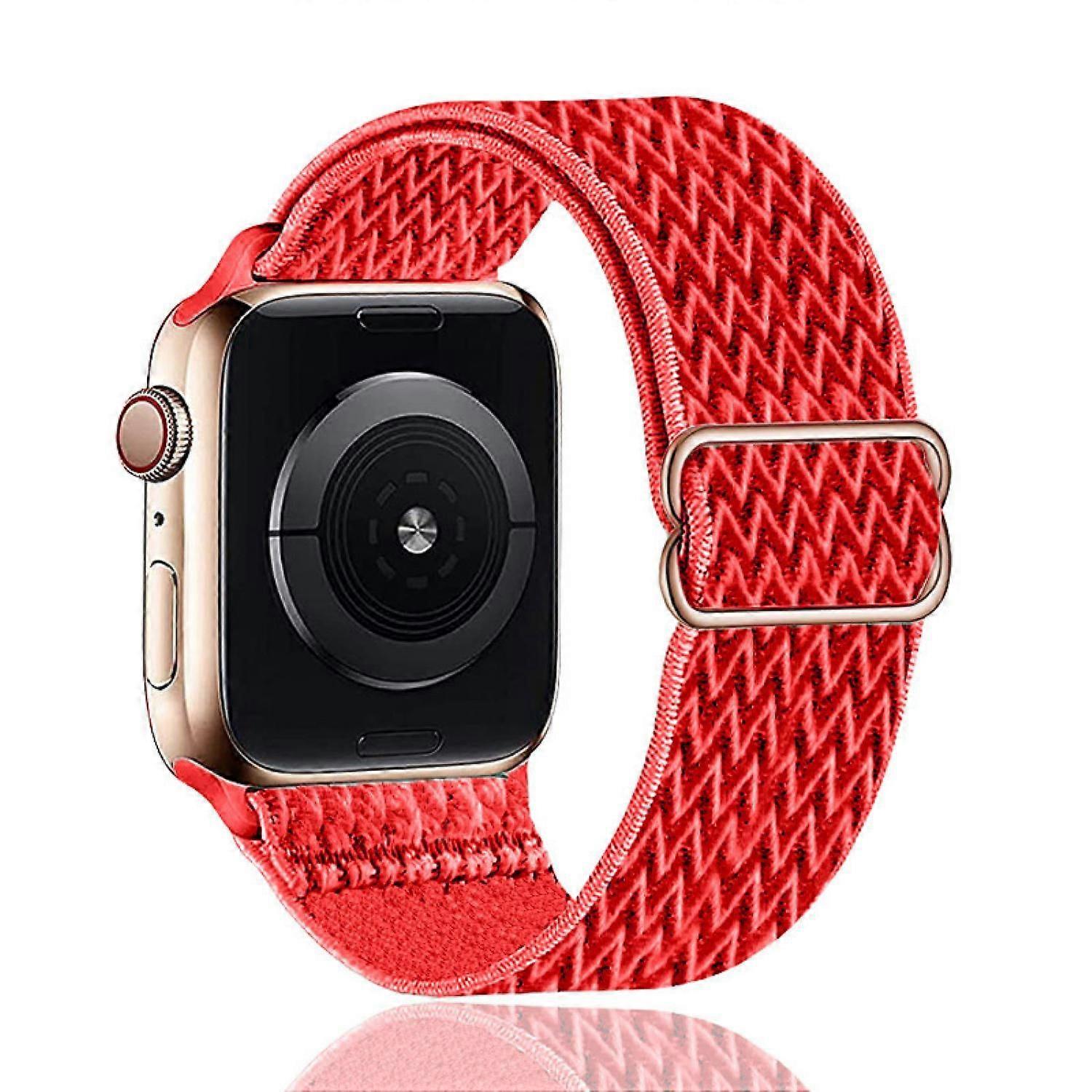 SBSGV Stretchy Strap Compatible with Apple Bands Adjustable Stretch Braided Elastics Weave Nylon for iWatch 7 --- Red38/40/41mm