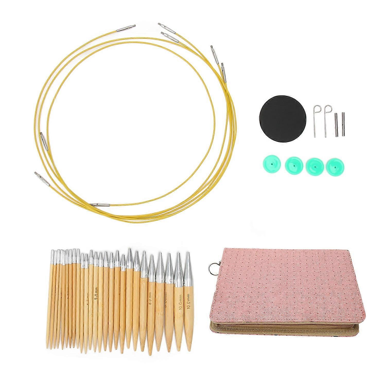 Circular Knitting Needle Set 3 to 10mm Interchangeable Smoothing Circular Needle Set with PU Bag for