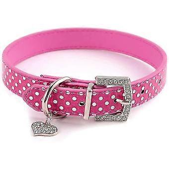 Pet Collar, Cute Rhinestone Love Diamond Pendant Puppy Cat Dog Adjustable Collar