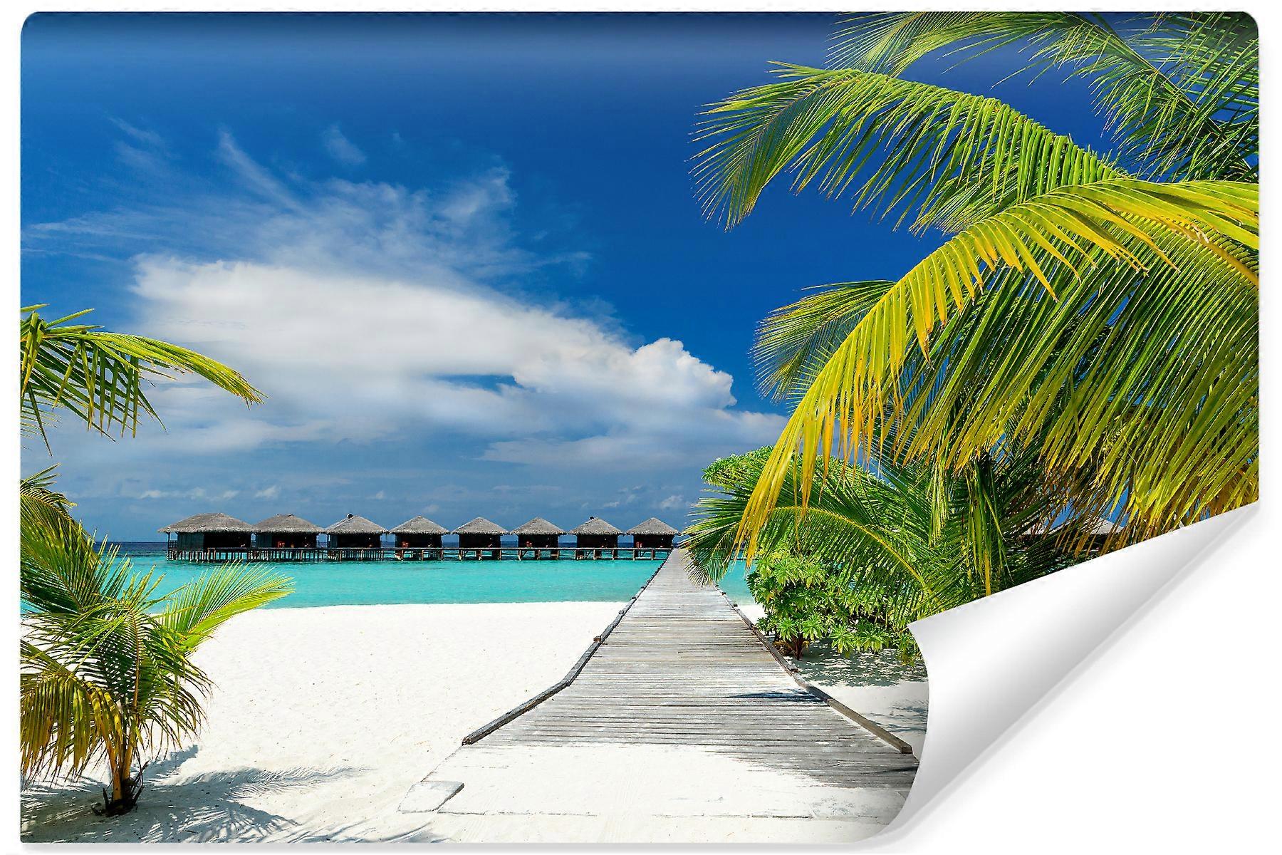 Sovrum väggmålning, Ö, landskap, Maldiverna, Ocean Beach, 3D