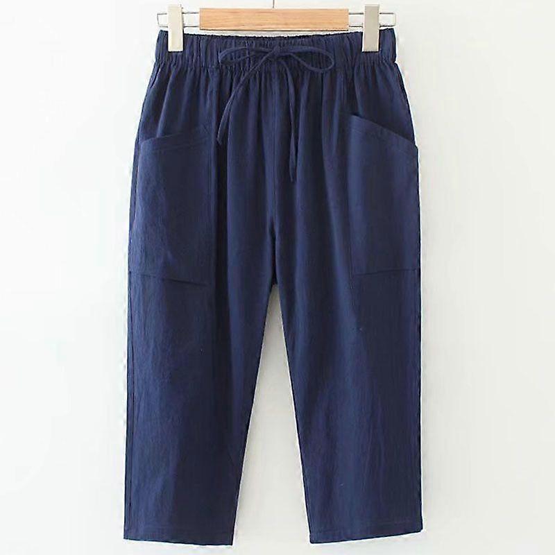 New Loose Plus-size Pants for Summer Elasticated Waistband Straight-leg Casual Cropped Pants
