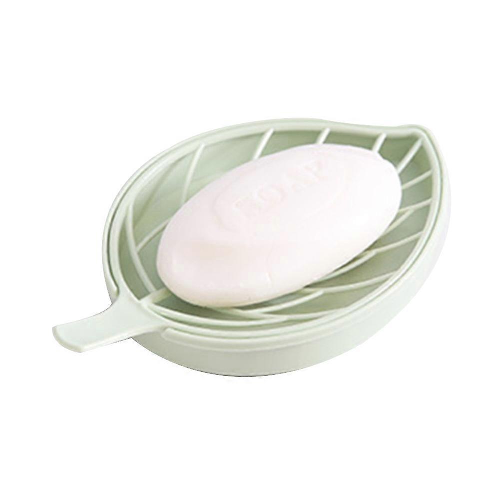 Soap Dish Double-Layer Leaf-Shape Plastic Box Holder Tray Bathroom Kitchen Countertop Organizer