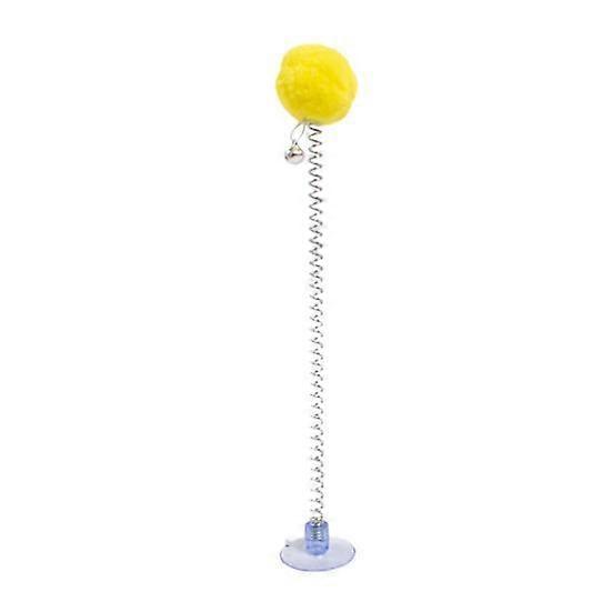 Spring-type Cat Teaser with Plush Ball Suction Cup Bottom Wand Toy Cat Stick with