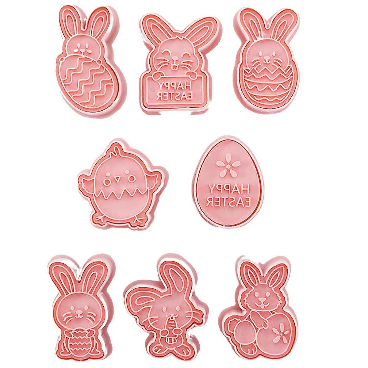 8-Piece Rabbit-Themed Cookie Cutter Set, Safe Materials &amp; Easy Cleaning For Fun Easter Baking Sessions