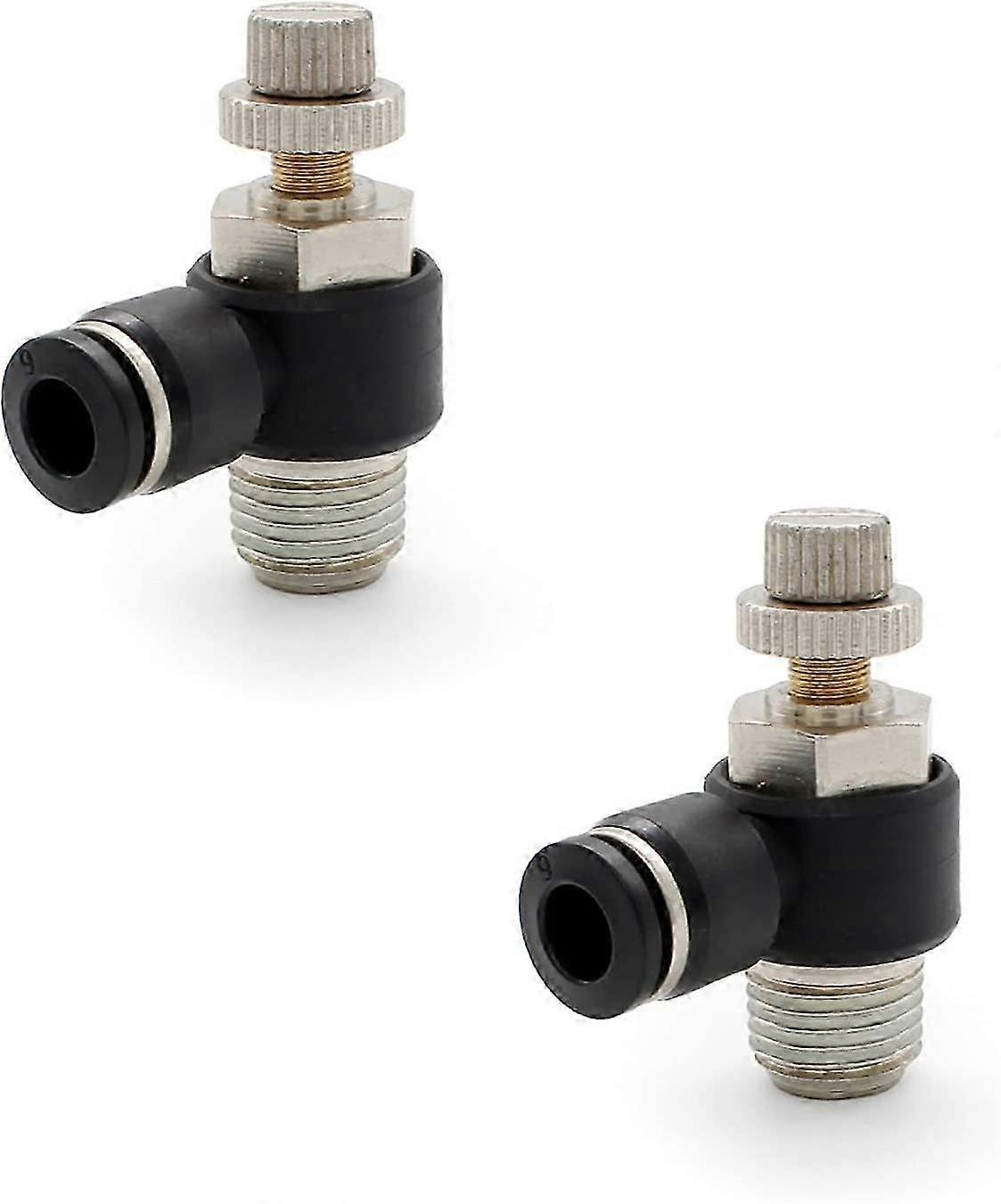 Pieces 6 mm Pneumatic Fittings, 1/4" Air Flow Regulator, with Push-in Connection and External Thread Valve Quick Connector, for Pneumatic Tools