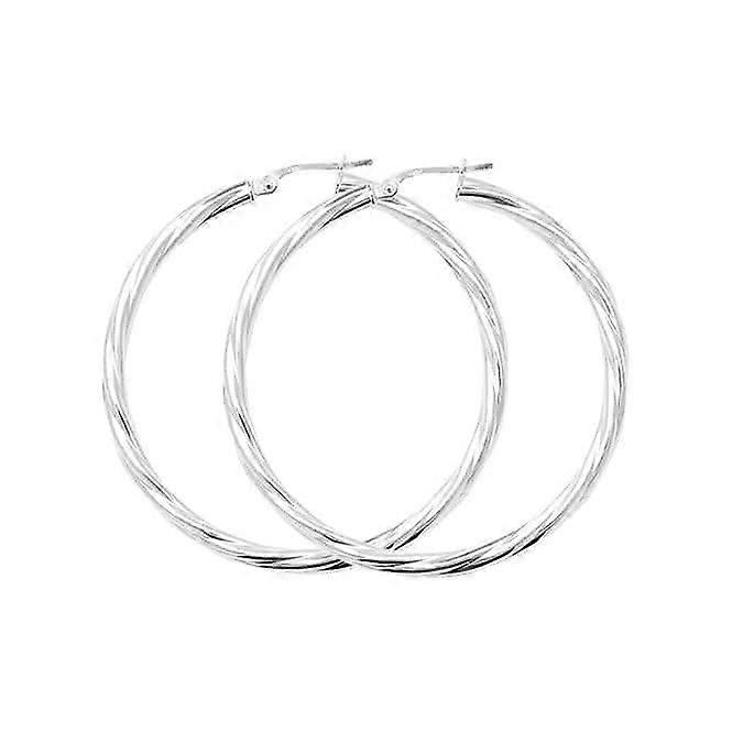 Acotis Silver Hoop Earrings Twisted G5104