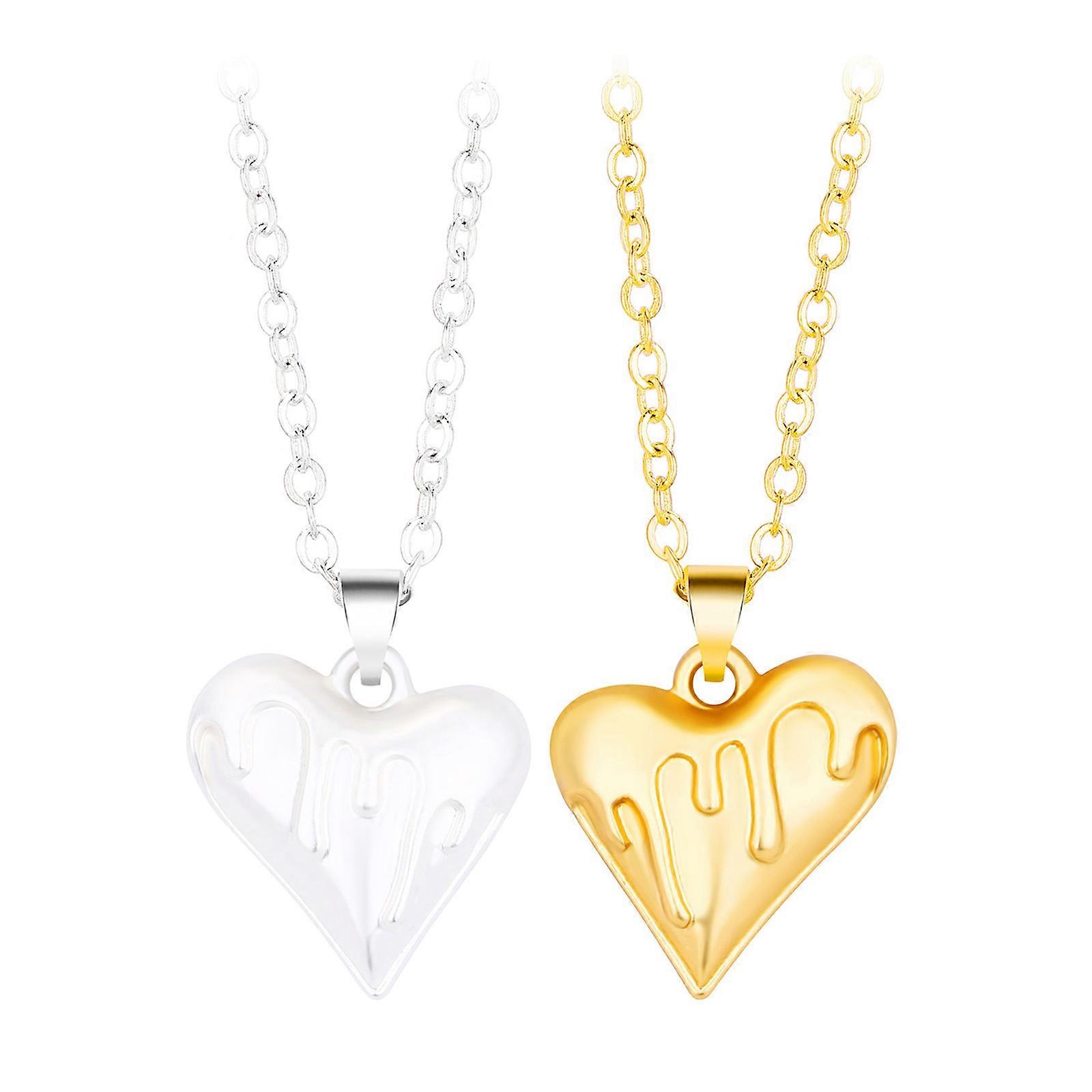 1 pereche gheață și zăpadă topire dragoste colier temperament simplu în formă de inimă pandantiv claviculă lanț cuplu tanabata cadou