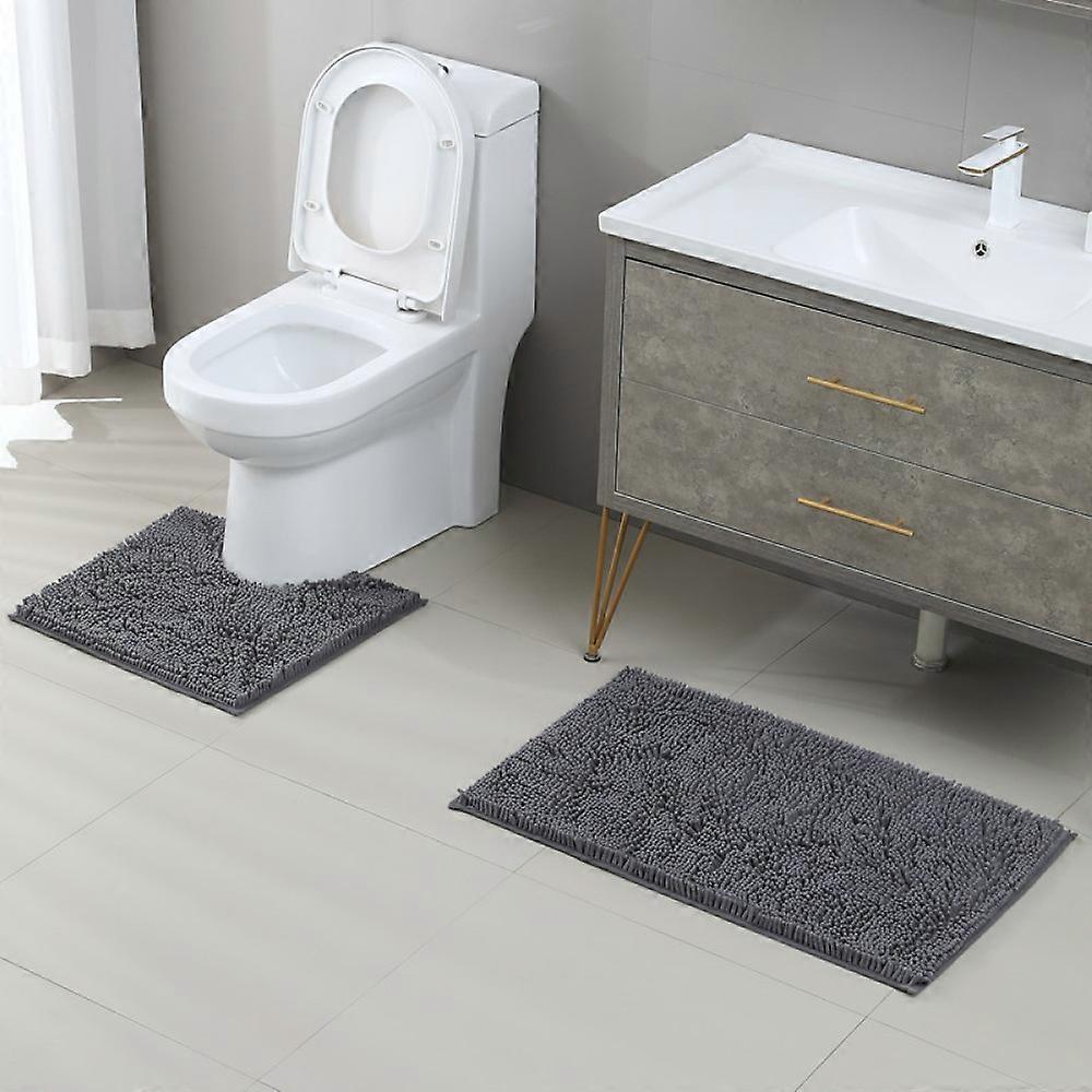 High Water Absorbency Bathroom Rugs, Elegant Pattern Non Slip, Machine Washable Quick Drying Mats (2 Pack)