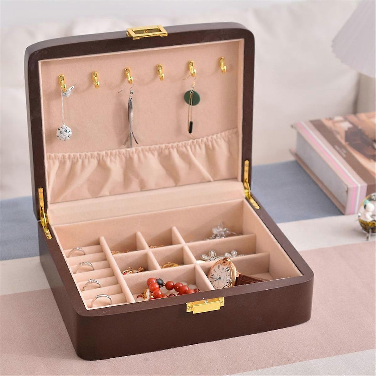 Solid Wood Jewelry Storage Box with Buckle,