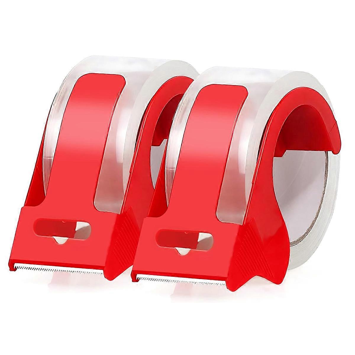 2 rouleaux de rubans d’emballage avec 2 dévidoirs rechargeables, ruban d’emballage robuste 1,88 pouce x 55 verges, adhères