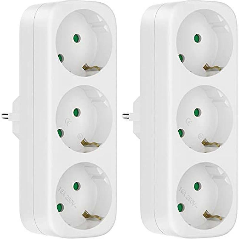Multi Socket Without Cable, 250V/16A Socket Adapter, EU Plug,2 Pack