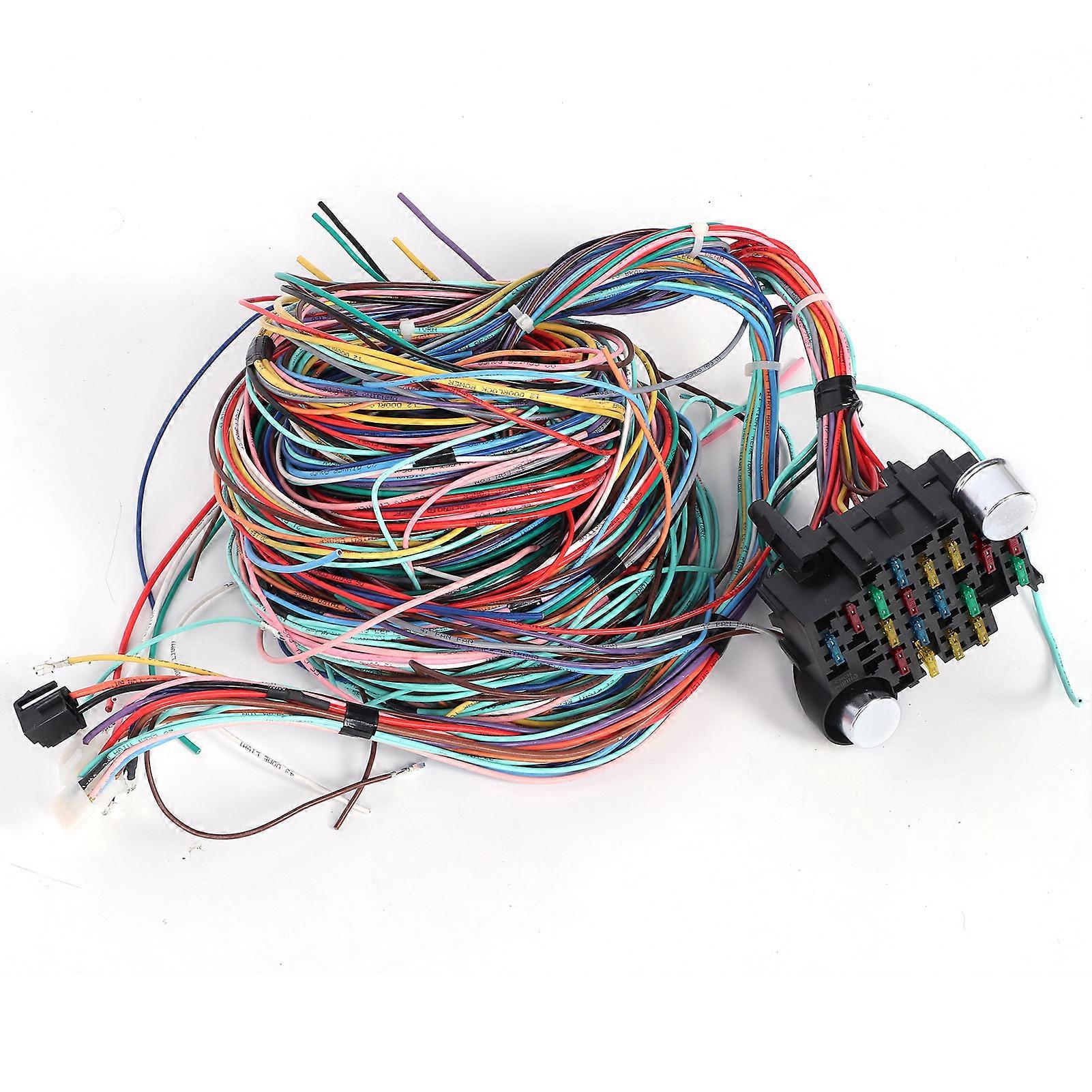 Universal 21 Circuit Fuse Wiring Harness Kit - Easy Install for Any 12V Vehicle