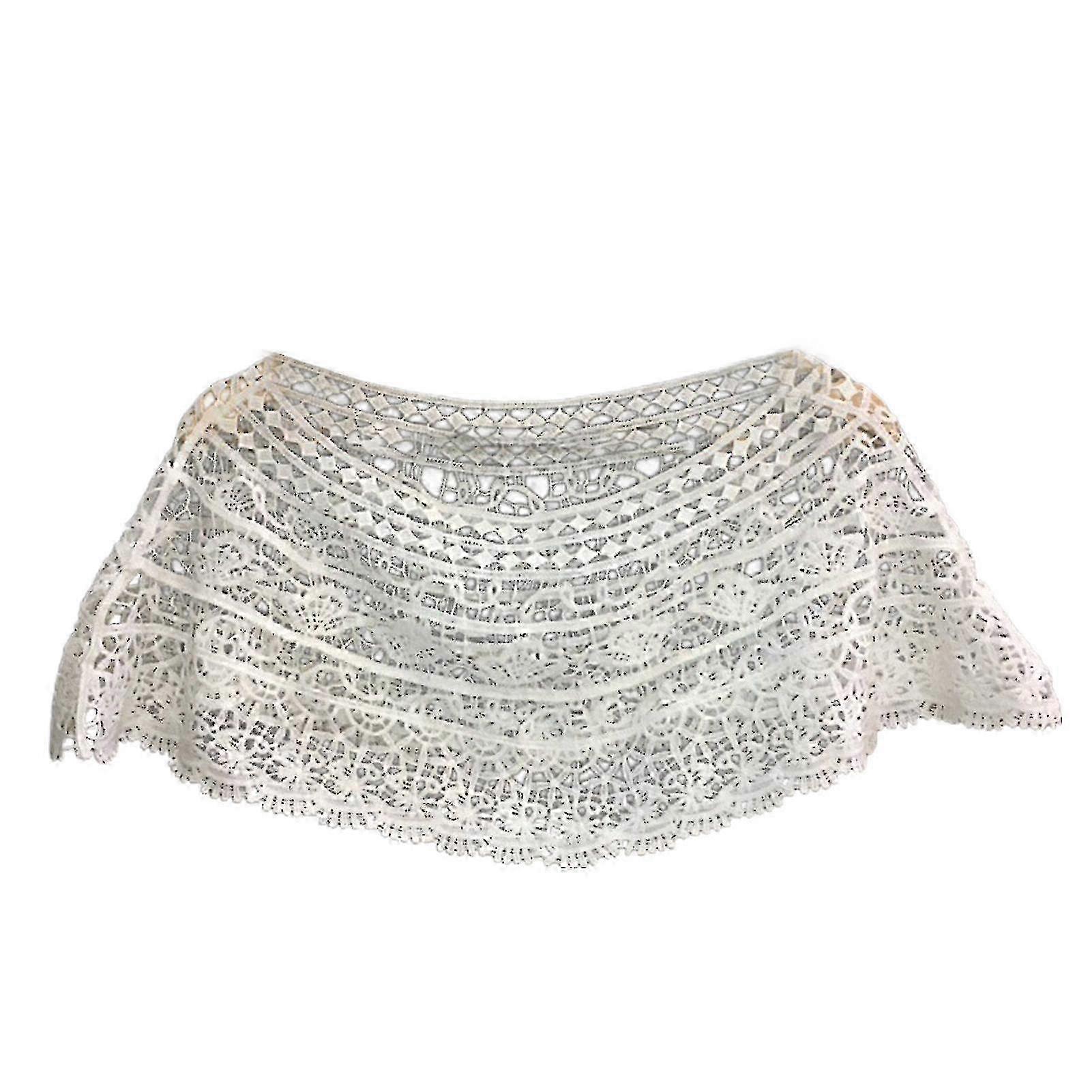 Crochet Lace Evening Cape with Shell Pattern & Tassels - Summer Shawl Wrap Accessory