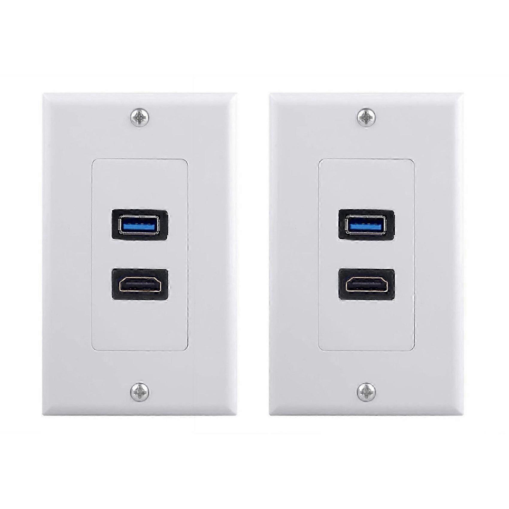 3X 2Port +USB 3.0 Female Wall Face Plate Panel Outlet Socket Extender White
