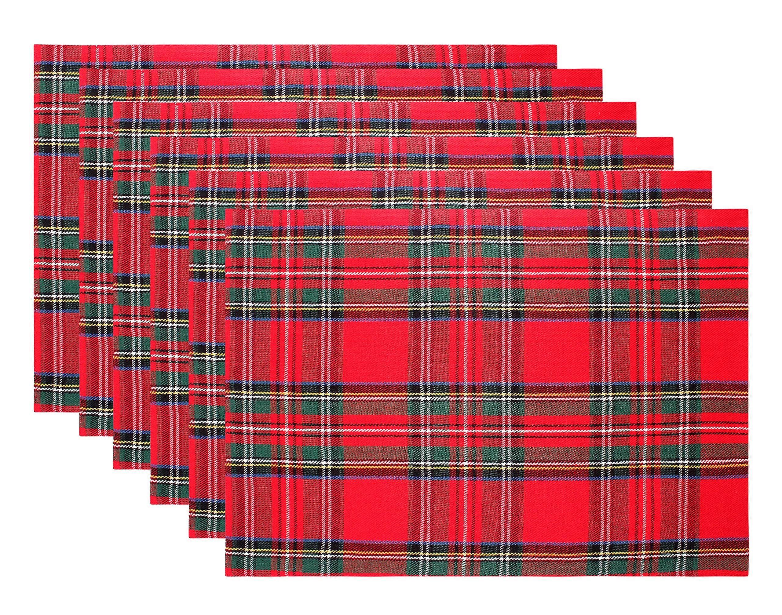 Christmas Tablecloths 6-Piece Set Tartan Festival Checkered Pattern