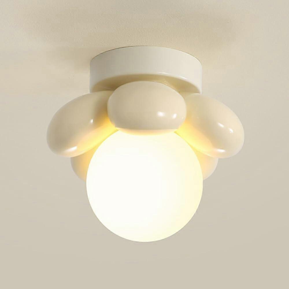 Modern Resin Ceiling Light Cream Style Flushed Mount Ceiling Lamp Flower Shape Hallway Lighting