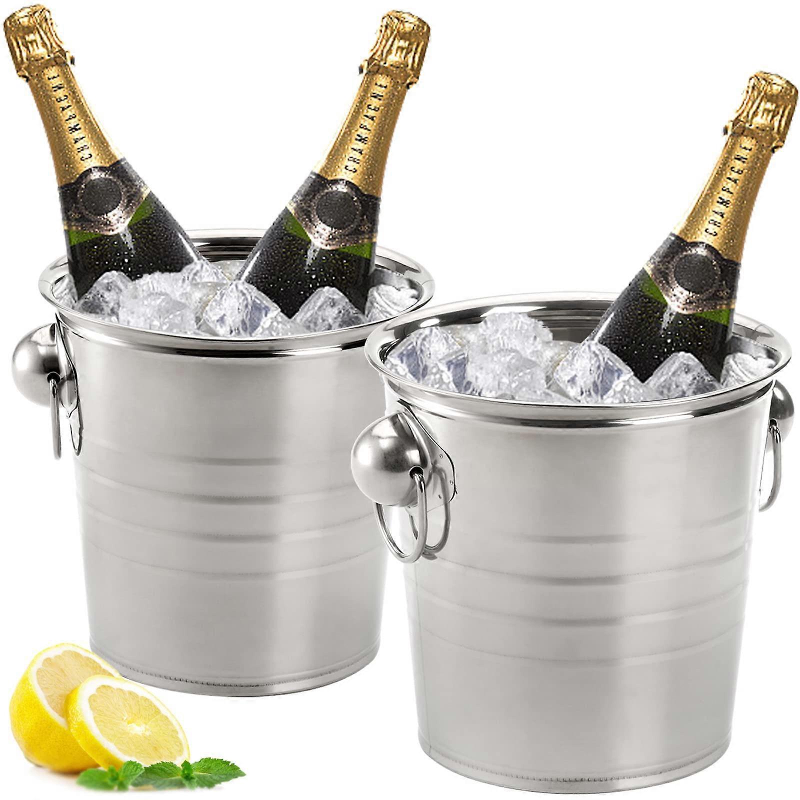 Galvanized Metal Ice Bucket Two-Pack 3-Liter Capacity With Handles For Drinks
