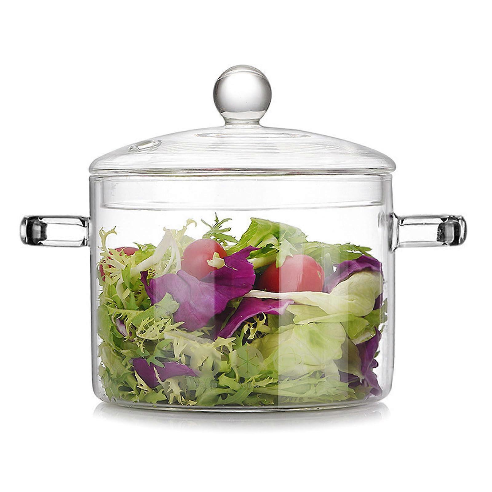 Glass pot with lid, 1900ml stove cooking pot with lid and handle boiling pot open soup pot, high borosilicate glass pot