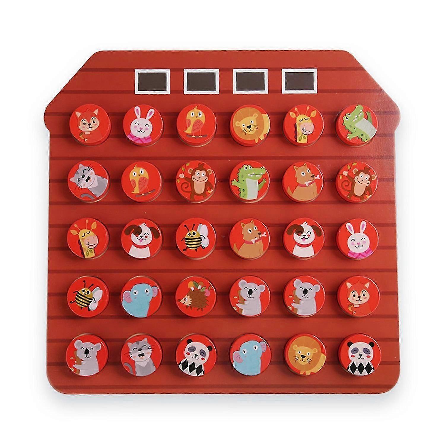 1 Set Kids Memory Flip Chess Game 2 Players Animal Vehicle Fruit Chess Matching Board Game Focus