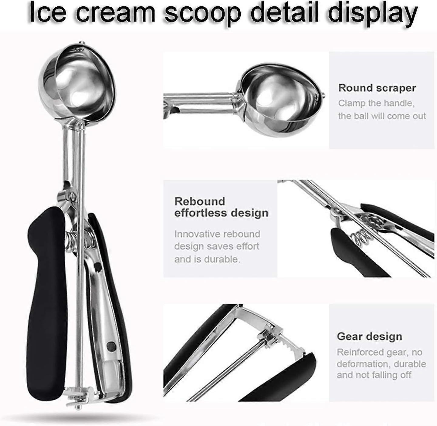 Ice Cream Scoop 20*3cm, Stainless Steel Ice Cream Scoop, Scoops Ice Cream Scoop with Convenient Trigger, Fruit Dipper, Watermelon Scoop