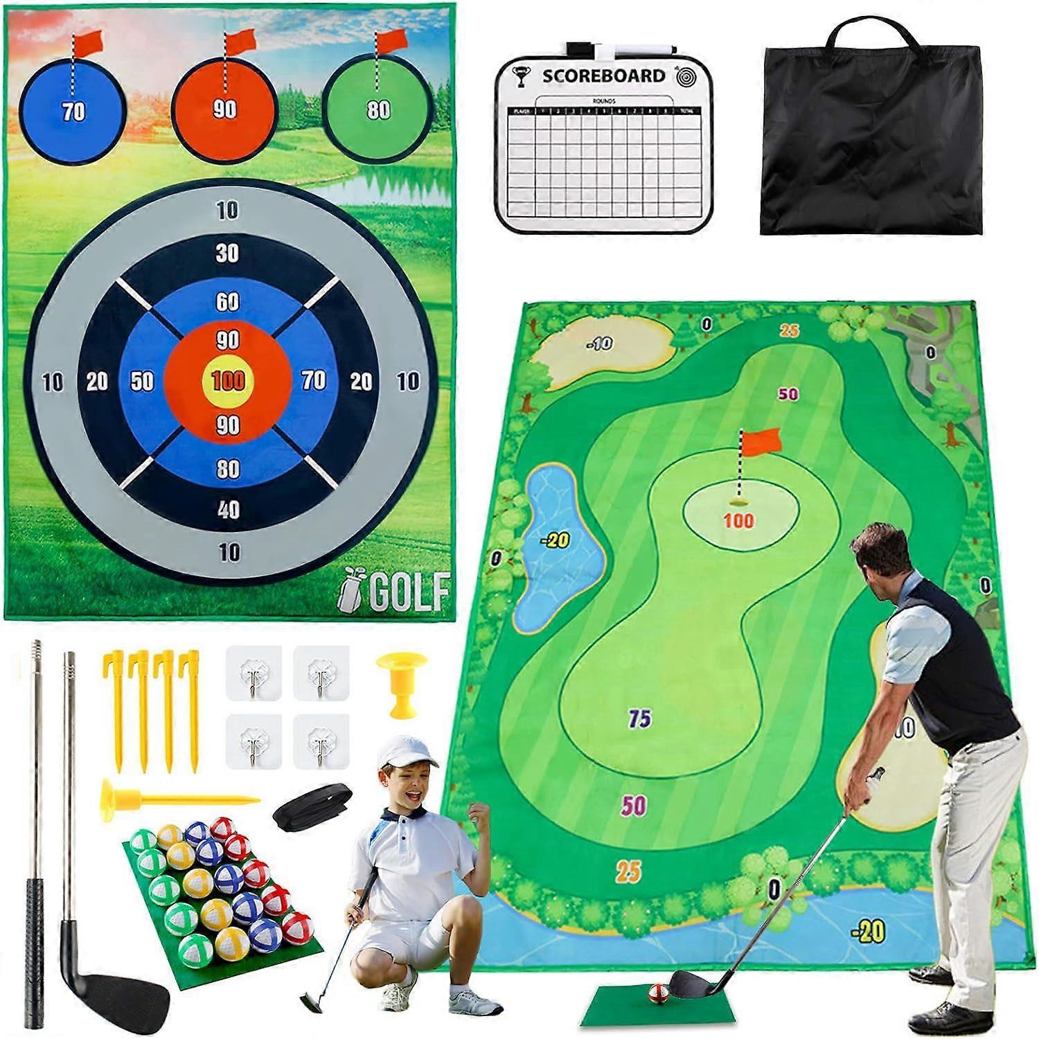 Golf chipping game with training mat for children, practice, outdoor, fun, skill improvement