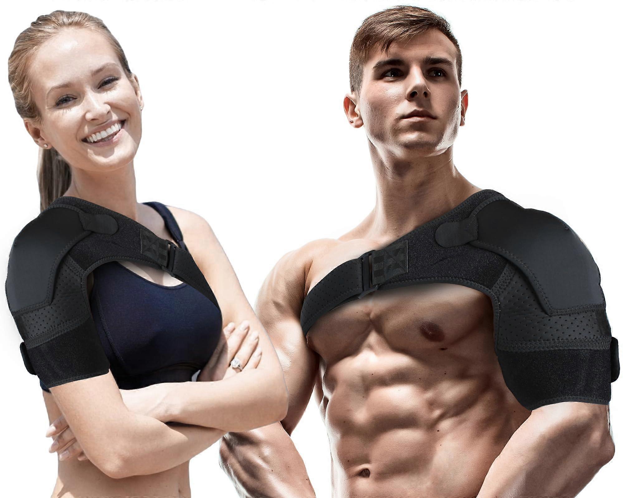 Adjustable Shoulder Brace Neoprene Mesh Compression Sleeve For Torn Rotator Cuff Relief, AC Joint Pain, Black Large/XL