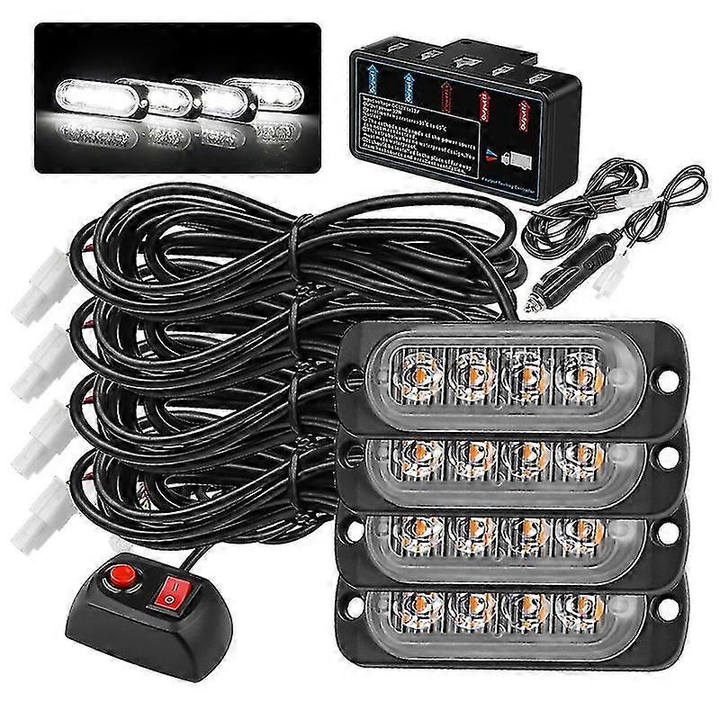 4 In 1 Car Led Flashing Light 16w 18 Mode Truck Side Warning Light Led Strobe Flash Vehicle Light