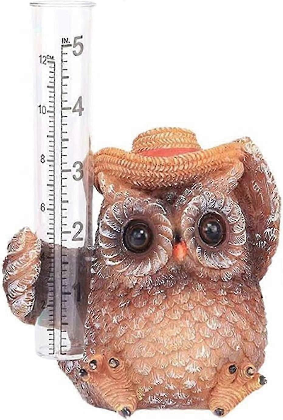 Unbrand Pluviomètre petites statues d’ornements de jardin formes - en forme de hiboux jardin pelouse