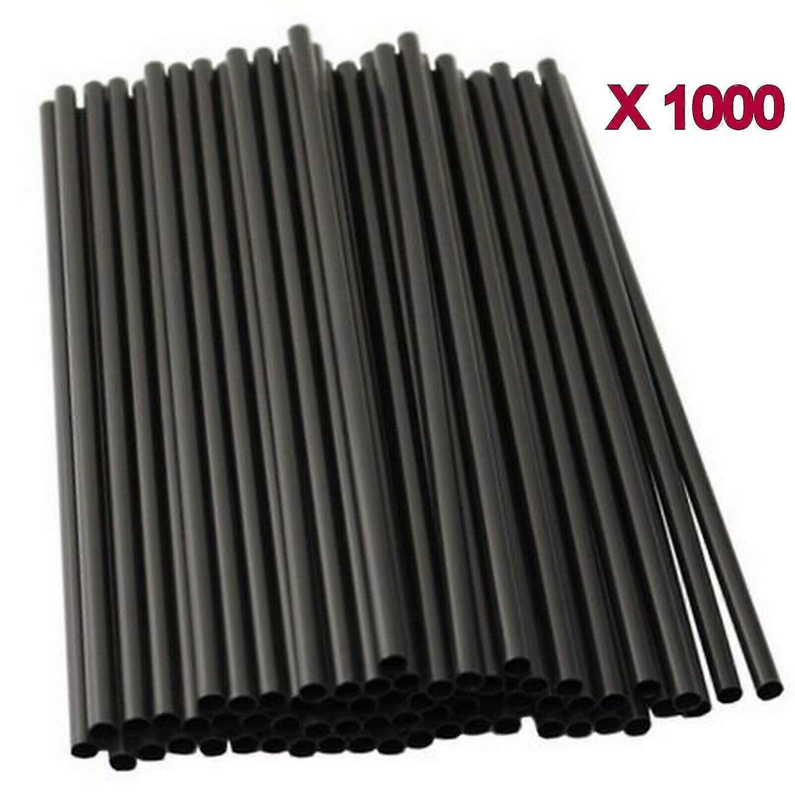 1000pcs Black Drinking Straw Plastic Disposable Party Straws Straight Tableware
