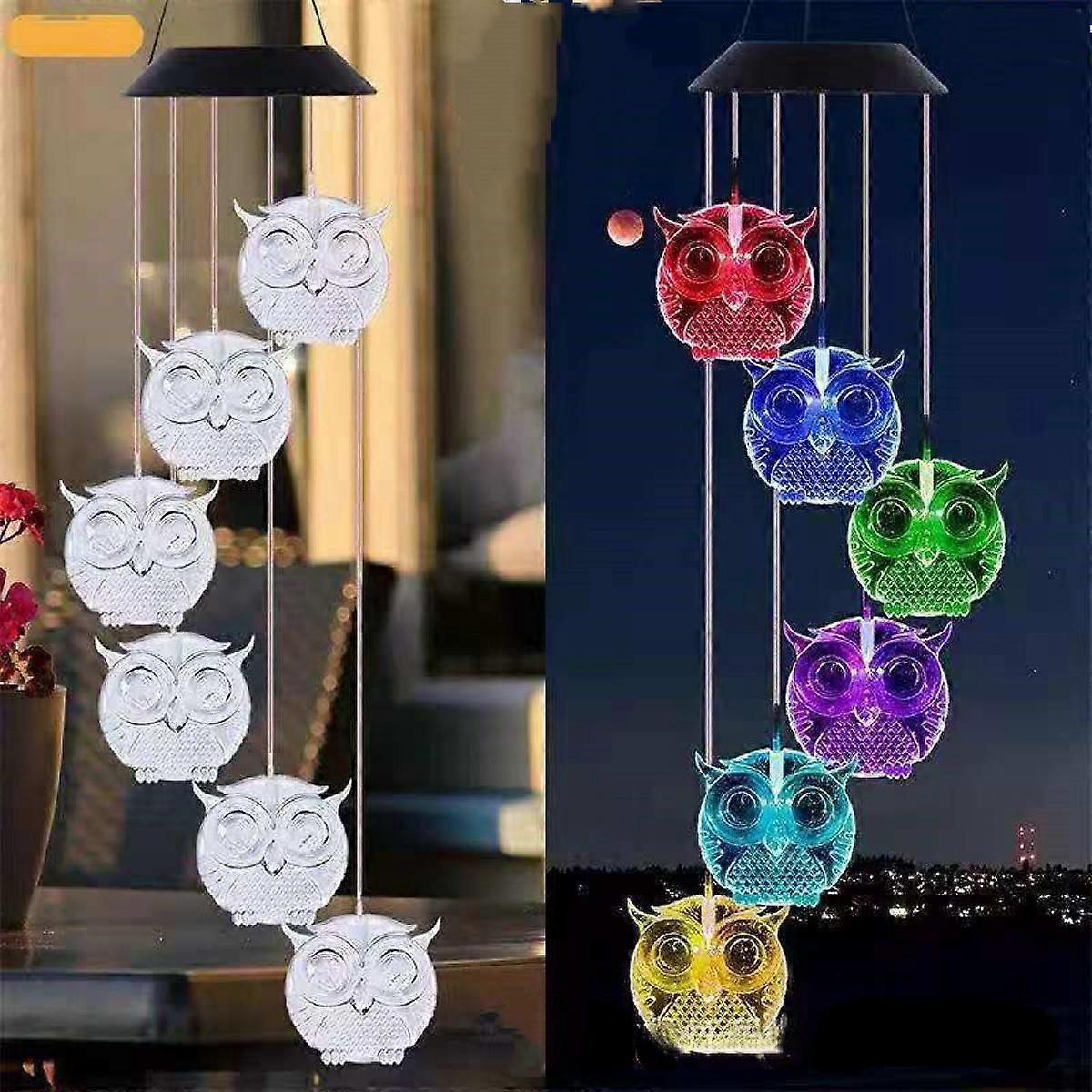 Solar Wind Chimes, Owl LED Solar Powered Wind