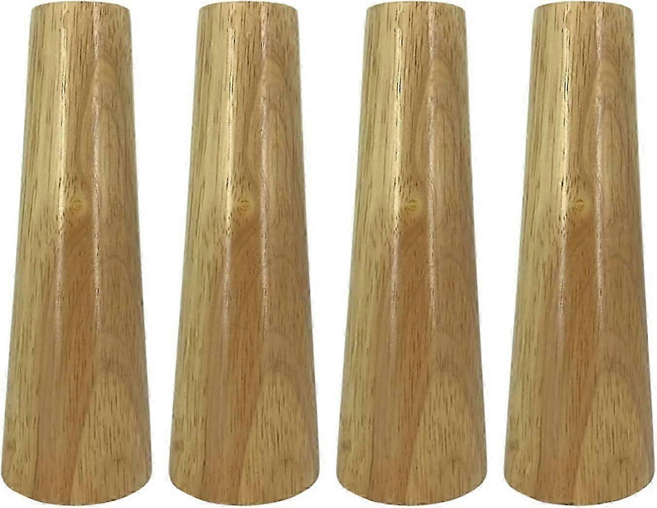 Cwyp-043 مجموعة من 4 أرجل أثاث خشبية مستقيمة ، أرجل أريكة مدببة ، أقدام خزائن خشبية صلبة طبيعية مع لوحة تثبيت ، مسامير ، لأريكة طاولة تشاي